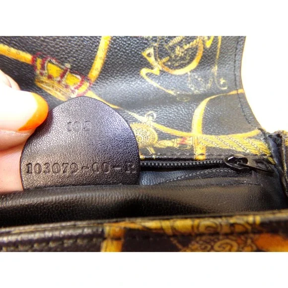 Vintage Mark Cross Equestrian Crossbody‎ Purse Black w/ Equestrian Print Small